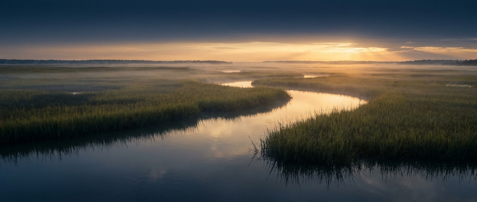 Calm South Carolina Lowcountry marsh at dawn