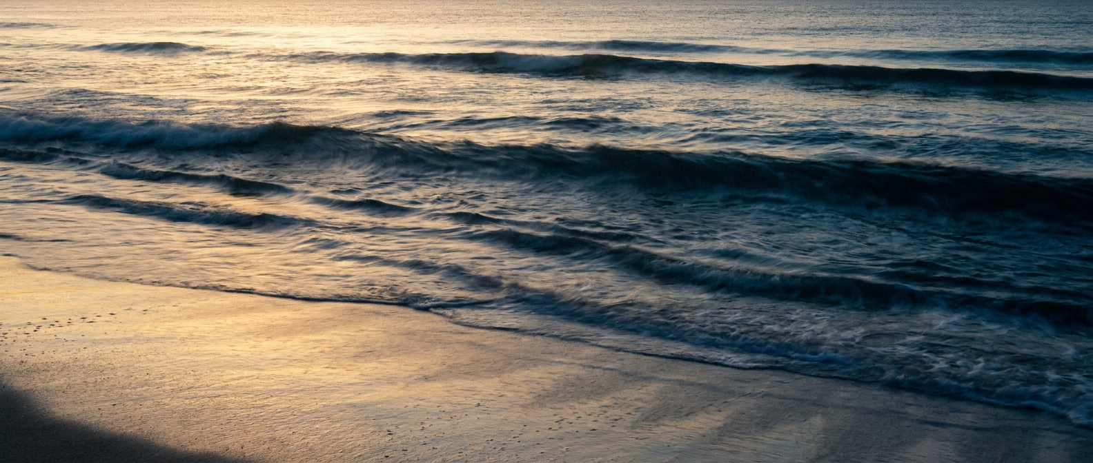 Anxiety Therapy Mount Pleasant, SC — soft slow waves on a quiet beach at dawn, calm and soothing
