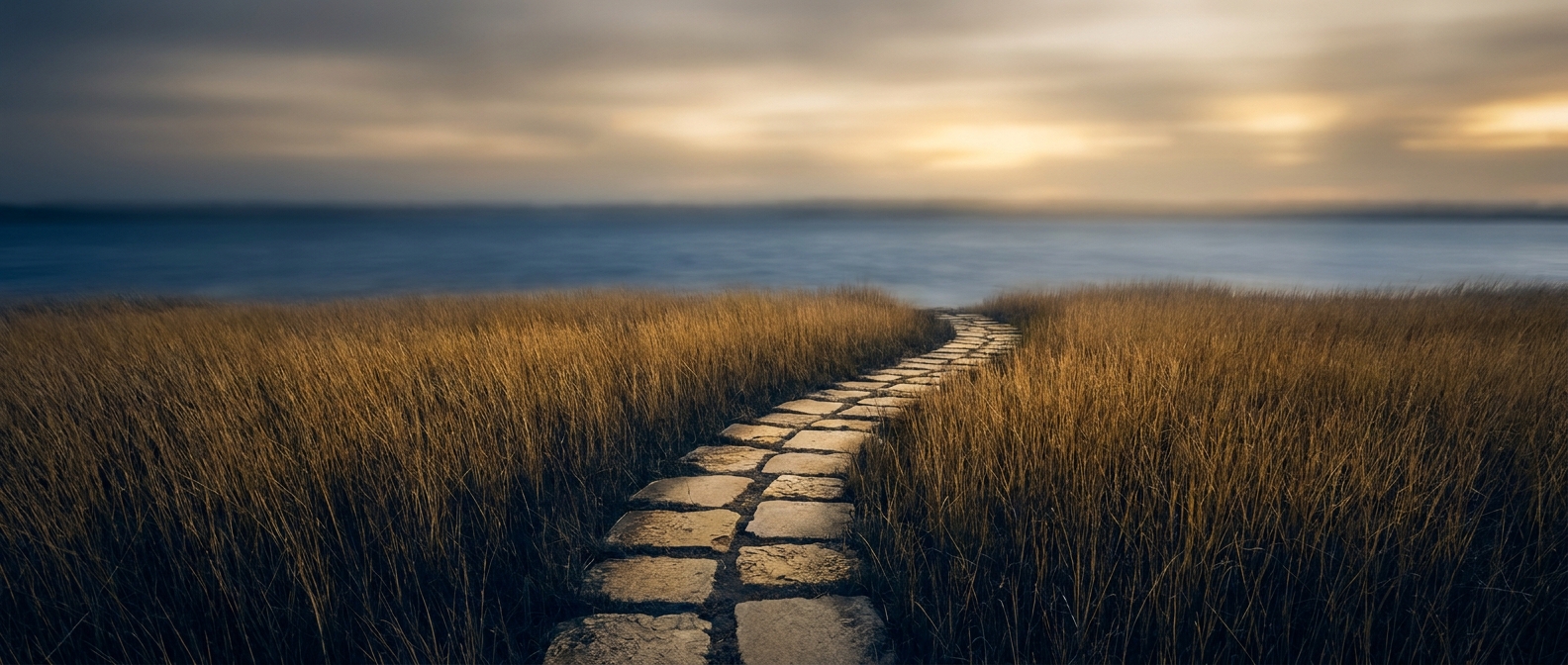 Addiction Counseling Mount Pleasant, SC — a steady stone stepping-path through marsh grass toward calm water