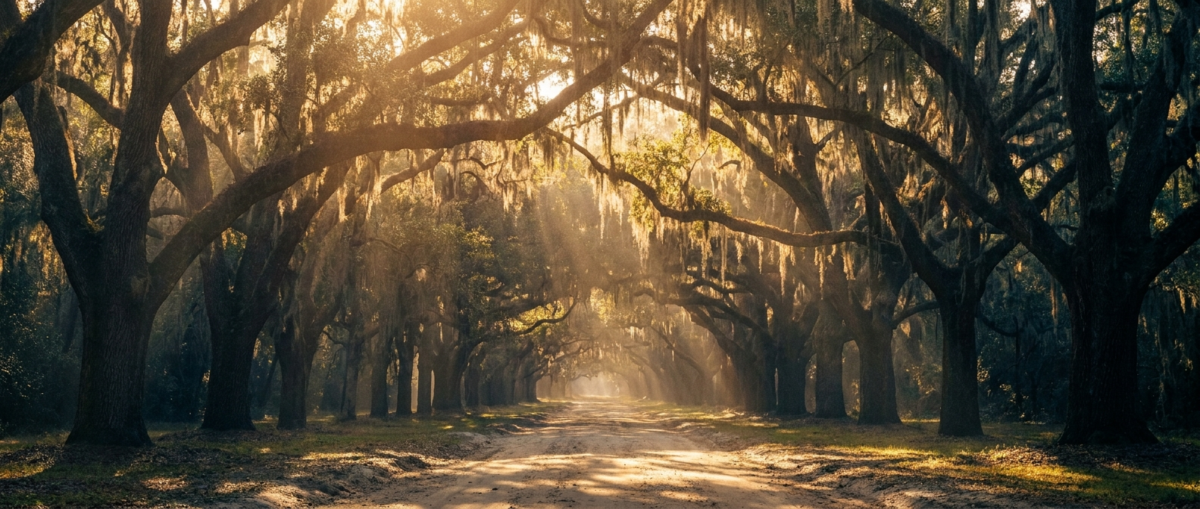 Therapist Charleston Metro, SC — a Lowcountry live oak avenue draped in Spanish moss in soft morning light