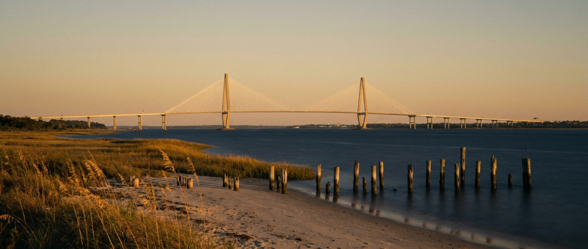 Therapist Mount Pleasant, SC — calm Charleston-area waterfront near Mount Pleasant at golden hour