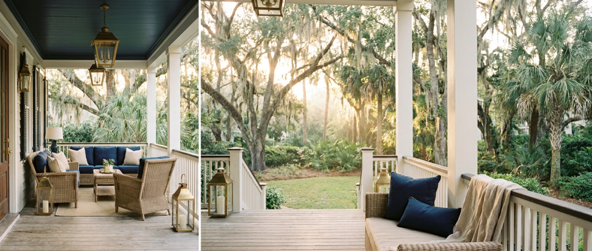 Long Point Counseling Contact — a welcoming Lowcountry porch with soft warm morning light and greenery